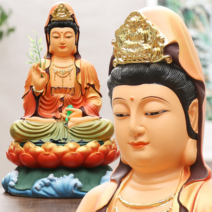 慈慧佛具开光家用观世音佛像居家供奉南海观音菩萨树脂观音摆件佛