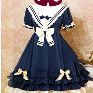 LOLITA洛丽塔洋装茶会服夏日海军装学院风公主裙连衣裙萝莉小礼服
