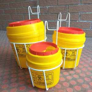 便携托架 利器盒托架金属喷漆圆型利器盒垃圾架白色4l3l2l1l支架