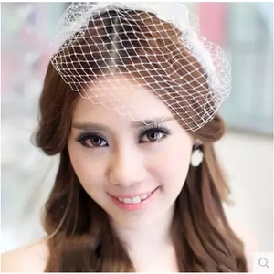 菱形渔网头纱面纱礼帽 头饰发饰 span class=h>工艺 /span>品diy  