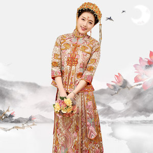 【金色中式新娘服价格】最新金色中式新娘服价