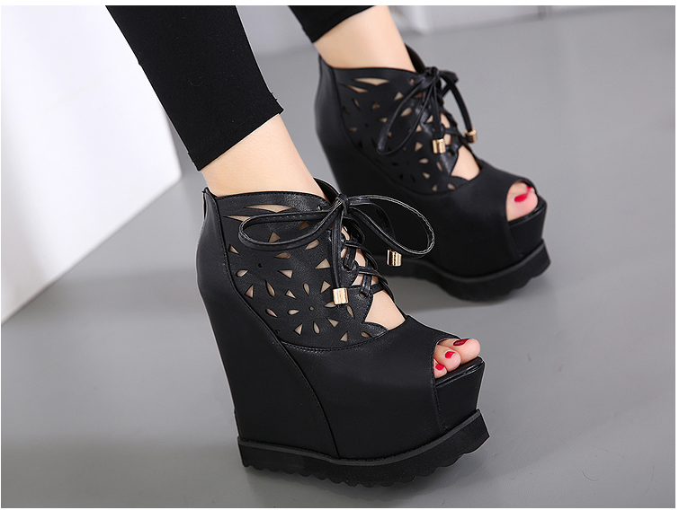 Super Bertumit Tinggi Sepatu 15 Cm Pendakian Tumit Daftar Shoe Anti-Air Set Bawah Yang Tebal Lou Meningkatkan Di Dalam kosong Malam Club Sex Appeal Gao Wanita Sepatu Ikan Mulut Sandal 5 Dolar-Internasional