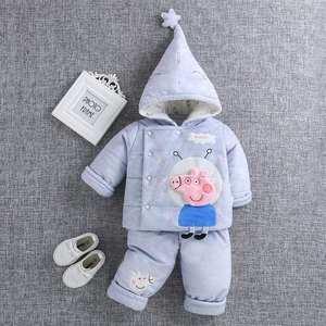 婴儿连体棉衣秋冬装加厚连脚9女宝宝男衣服0