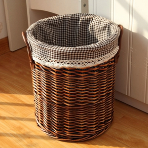 圆形直筒毛巾筐 酒店客房宾馆布草筐布草框 收纳筐 竹编