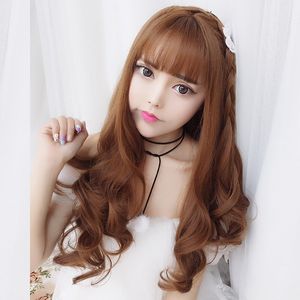 蓬松假发包头套女发片长发假卷发刘海全头头罩假发中长女长亚麻灰