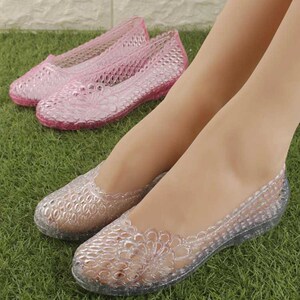 2018平跟凉鞋镂空塑料鸟巢鞋夏季水晶果冻鞋平底鞋女鞋透明沙滩鞋