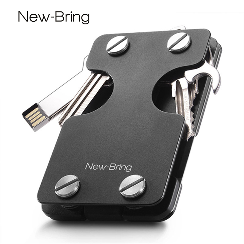 NewBring多功能钥匙包男士金属钱夹钥匙收纳神器创意卡包一体包