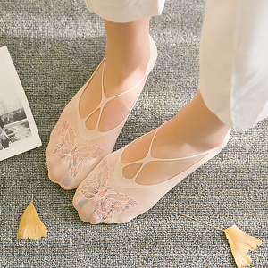 透明船袜女蕾丝浅口水晶丝超薄丝袜女短夏季吊带薄款可爱冰丝女袜