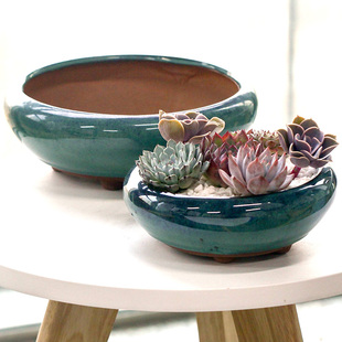 四季如春图案圆形花盆