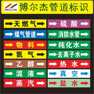 定制消防管道标识带箭头水管道标贴标识国标流向箭头不干胶标签