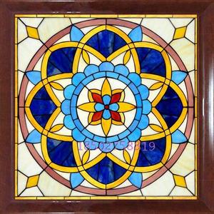 艺术玻璃定做隔断玄关屏风窗吊顶门芯欧式彩色蒂凡尼透光蓝圆形