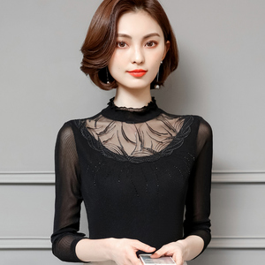 蕾丝打底衫女长袖春秋季韩版图片