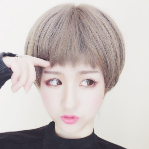 韩国狗啃刘海二次元假发片女士短发修脸蓬松b