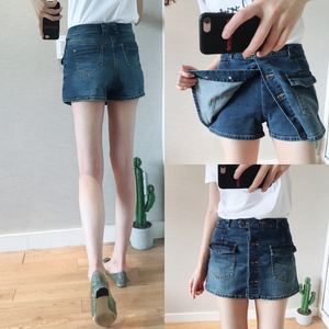 防走光心机款 拉升腿长5厘米 水洗柔软牛仔短裤半身a字裙裤热裤