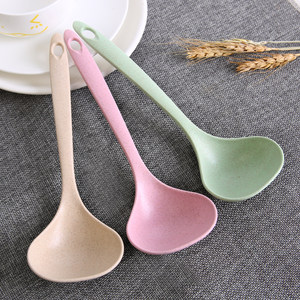 家用厨房小麦秸秆汤勺长柄盛粥勺厨具塑料耐高温加厚大号稀饭勺子