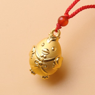 24k黄金生肖鸡吊坠新款999足金十二生肖黄金项链男女情侣款附证书