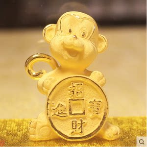 绒沙金招财 span class=h>金猴 /span>聚宝摆件猴年贺岁金元宝生肖猴