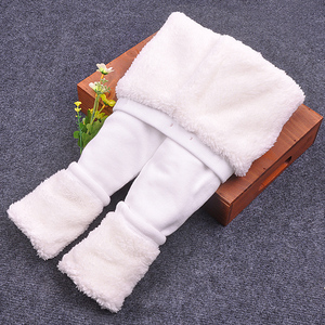 女童白色裤子加绒加厚小童棉裤女大童打底裤秋冬装高腰儿童 span