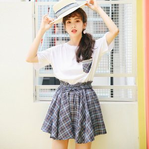 大学生裙子夏连衣裙清新2017新款韩版百搭中