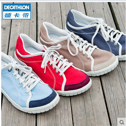 迪卡侬decathlon 男女帆布鞋 秋 透气平底鞋 步行鞋 休闲运动鞋