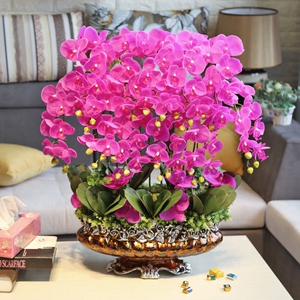 pu手感大盆仿真花 span class=h>蝴蝶兰 /span>套装客厅别墅角几摆台