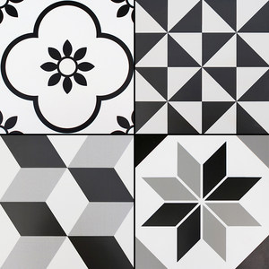 黑白 span class=h>花砖 /span>300*300黑白格子斜条纹瓷砖现代简约