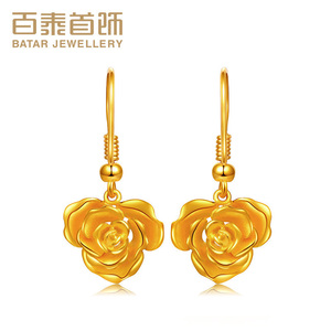 黄金耳环花朵999图片