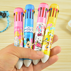 创意文具  span class=h>儿童 /span>卡通图案10色圆珠笔 彩色圆珠笔