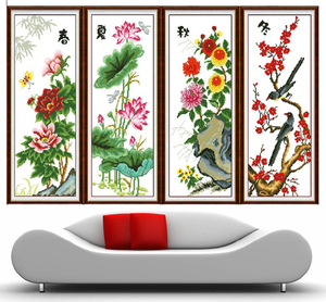 品牌名称: 精准印花十字绣春夏秋冬四联画