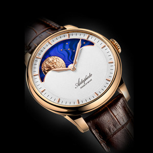 aidophedo复古大月相进口机芯全自动机械腕表休闲镂空手表定制男