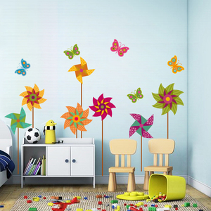 创意卡通风车自粘贴画卧室墙壁幼儿园儿童房间床头墙面装饰墙贴纸