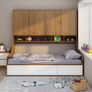 单人床带顶柜图片