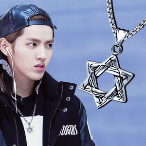 日韩明星吴亦凡同款项链个性欧美复古时尚六芒星饰品男士潮人 span