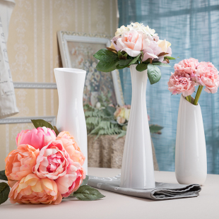 白色陶瓷花瓶鲜花水培插花水养花盆瓷瓶简约现代桌面干花花器摆件