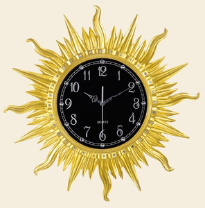 欧式复古创意 span class=h>挂钟 /span>客厅太阳艺术钟表静音圆形