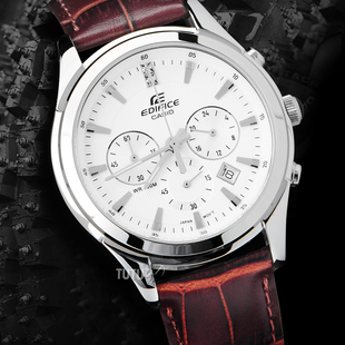 卡西欧手表商务时尚防水皮带三眼石英男表efr-517l-7a 512l 1a 8a