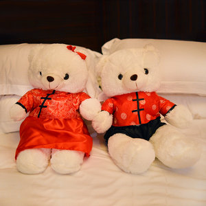 创意大号情侣 span class=h>婚纱 /span>泰迪熊公仔新结婚礼物 span