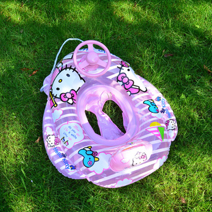 正版hello kitty儿童游泳圈坐圈女孩凯蒂猫泳圈1-3-5岁宝宝腋下圈