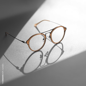 enson9板材金属半透明圆框 span class=h>眼镜 /span>男女 复古磨砂大