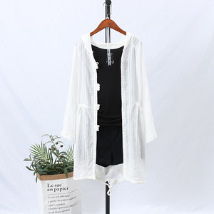 文艺棉麻中长款防晒衣女夏季新款宽松蝙蝠袖森