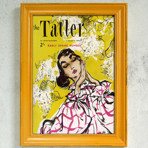 欧美复古时尚杂志服装店有框画创意女装时装模特装饰画婚纱店挂画