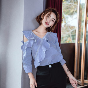 大v领衬衫露肩专场