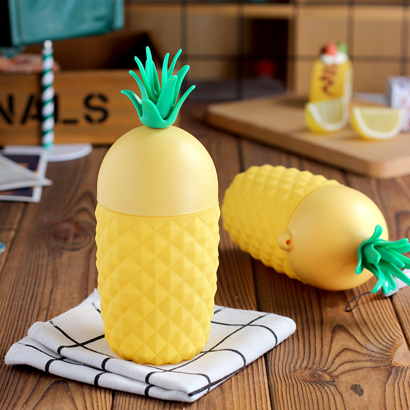 韩版菠萝玻璃杯卡通可爱女学生便携水杯小巧清新潮流水杯随手杯子