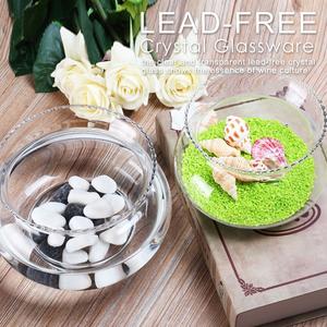 透明玻璃花盆 绿萝水培花瓶花器 圆形花边玻璃