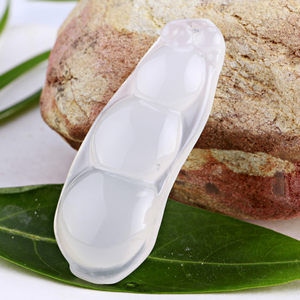 玉器珠宝天然白玉髓四季豆吊坠豌豆玉器挂件吉祥玉坠送证书