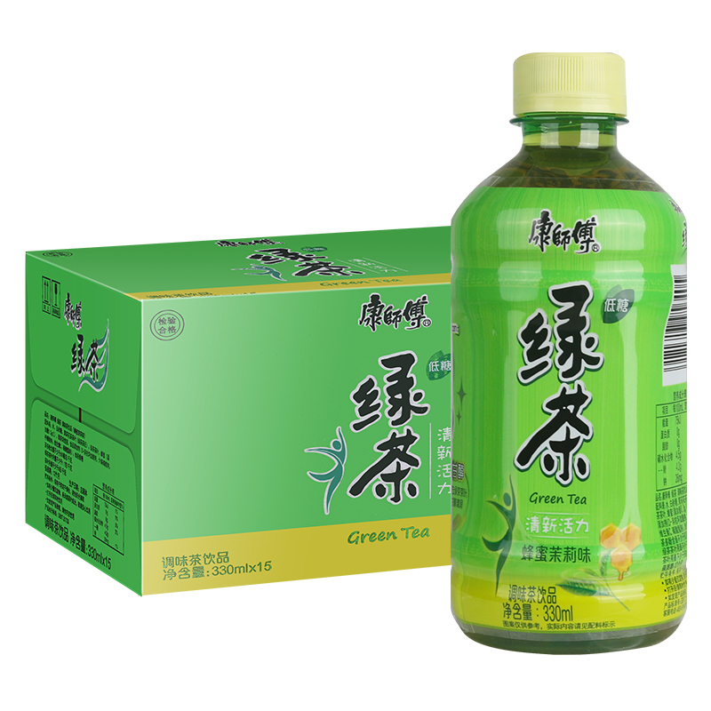 康师傅绿茶 330ml*15瓶 整箱 茉莉蜂蜜味调味茶饮品 江浙沪皖包邮