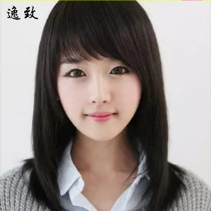 唯伊真发假发长直发 女 齐刘海长发假发真人发
