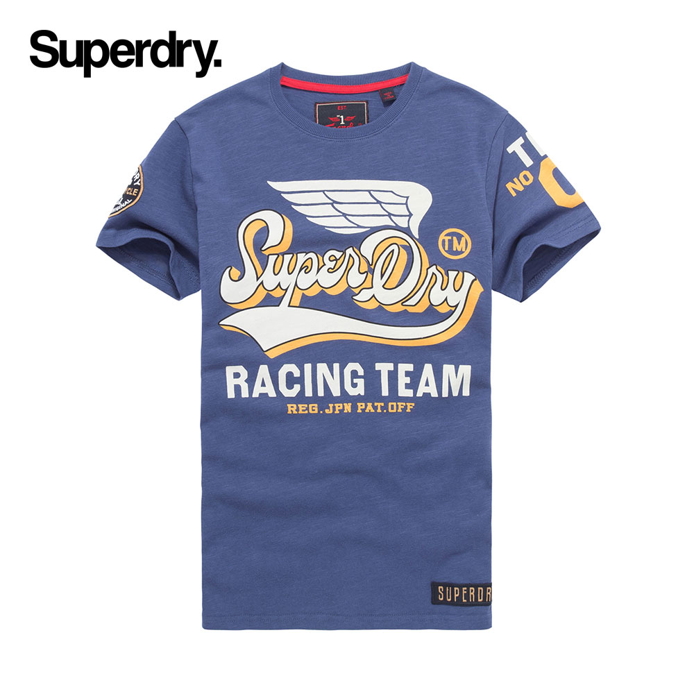 英国Superdry极度干燥春夏男士撞色字母裂纹印花潮流休闲短袖T恤