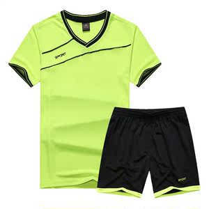 夏季儿童短袖足球服成人足球训练服套装男光板