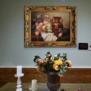 瑞杰 美式装饰画欧式餐厅静物挂画手绘水果有框 span class=h>油画 